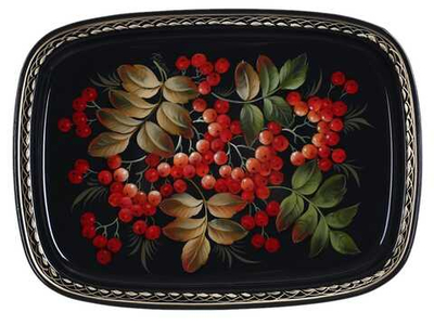 Жостовский поднос декоративный, размер 33х24 см (A12), металлический