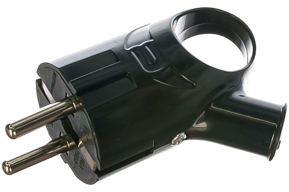 Вилка с ушком с з/к 16А черная 250В