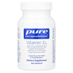 Pure Encapsulations, Витамин D3, 125 мкг (5000 МЕ), 250 капсул