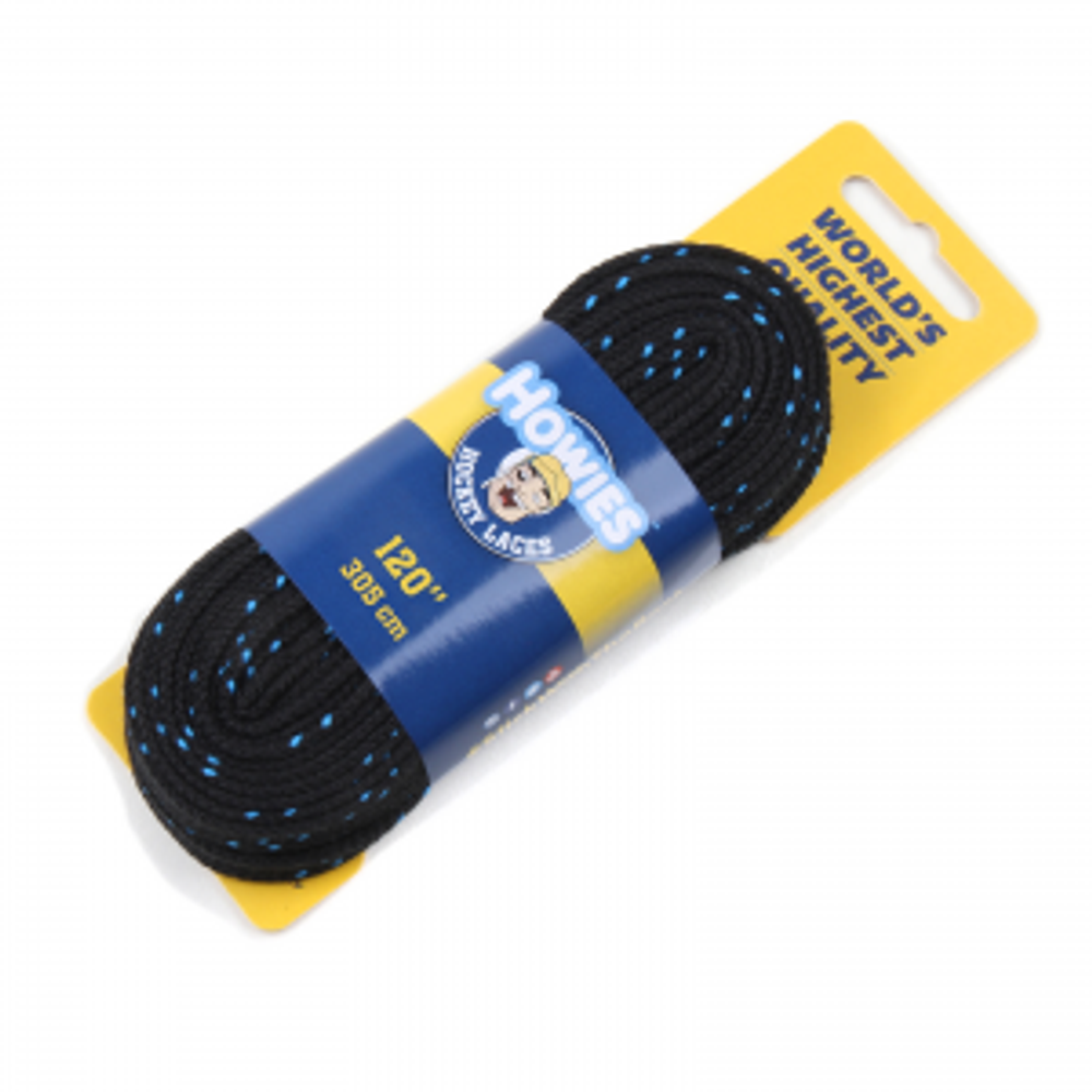 Шнурки хоккейные Howies профессиональные без пропитки черные (120"/305 см)