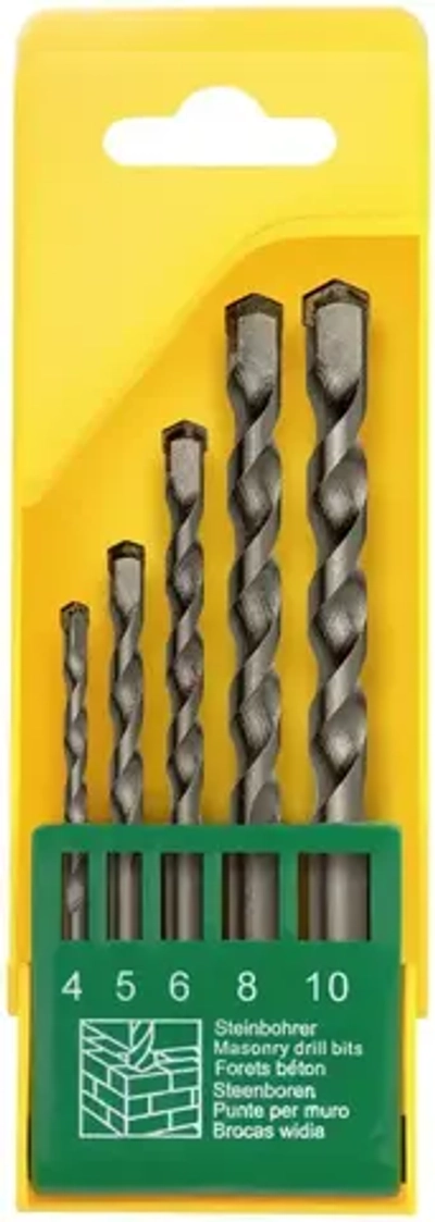 FIT Сверла по бетону кирпичу 4, 5, 6, 8, 10 мм 5 шт победитовые ударные