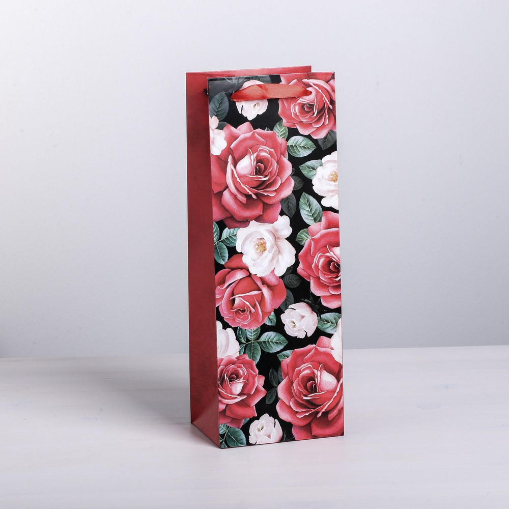 Пакет под бутылку "Поздравляю", 13 х 10 х 36 см