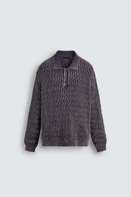 ZARA ТРИКОТАЖНОЕ ПОЛО, СИРЕНЕВЫЙ