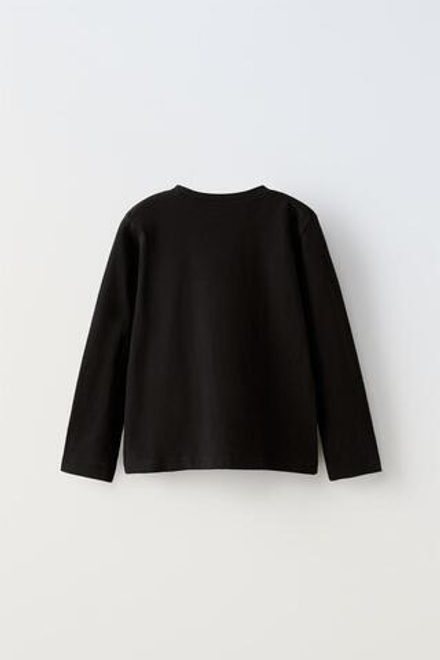 ZARA ОДНОТОННАЯ ФУТБОЛКА, ЧЕРНЫЙ