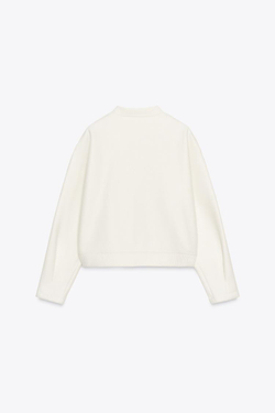 ZARA МЯГКИЙ БОМБЕР С ЗОЛОТЫМИ ПУГОВИЦАМИ, ЭКРЮ