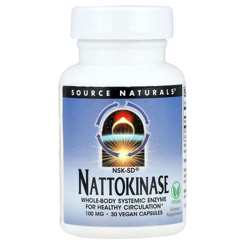 Source Naturals, наттокиназа NSK-SD®, 100 мг, 30 веганских капсул