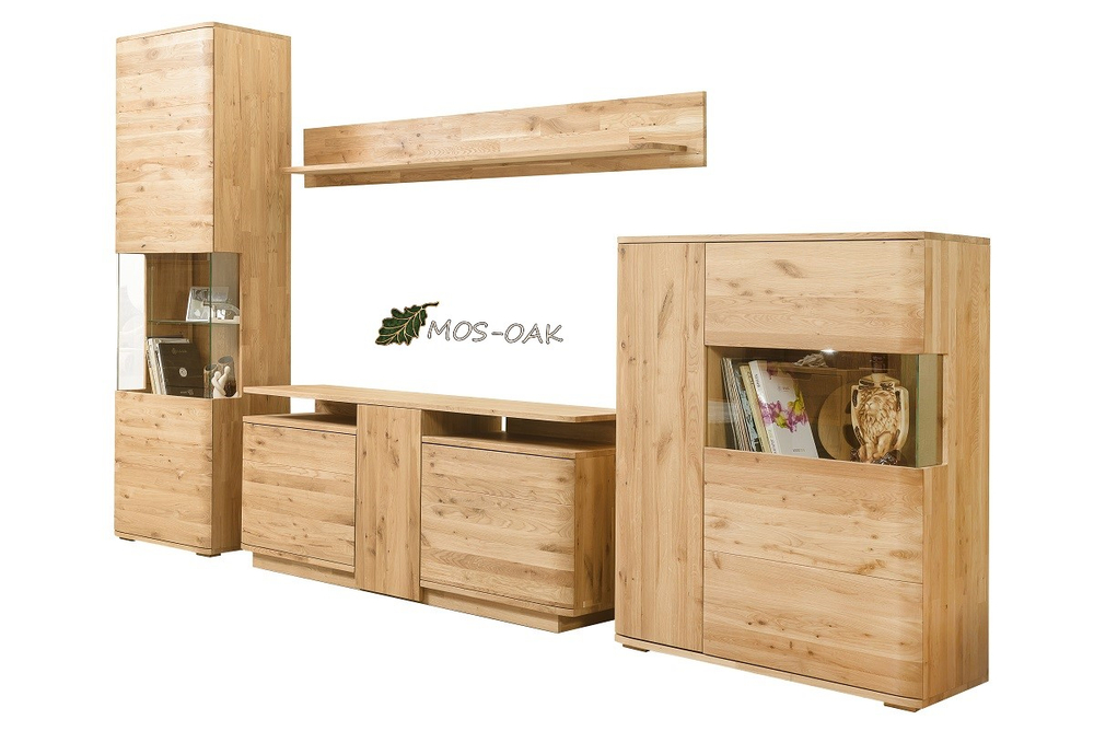 Шкаф с витриной из массива дуба Мидгард-1