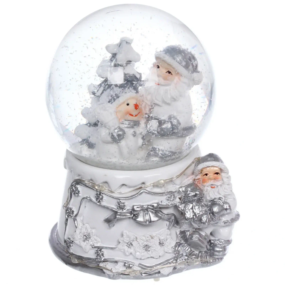 Сувенир Снежный шар «Белая сказка» 9*9*12.5 см (с музыкой и подсветкой), микс