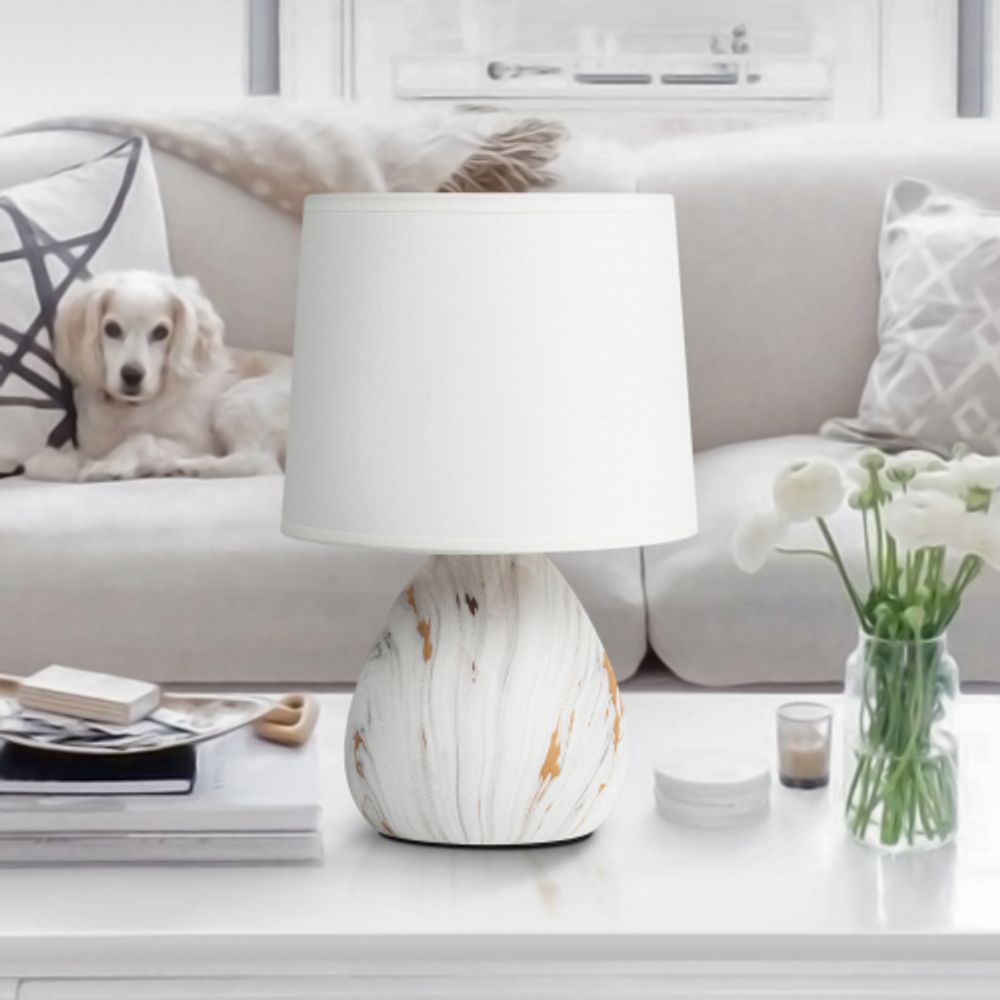 Настольная лампа Rivoli   D7037-501 1 * Е14 40 Вт керамика белая с золотом с абажуром