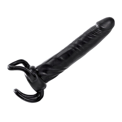Чёрная насадка-фаллос для двойного проникновения INFLATABLE DILDO SLIM DONG - 13,5 см. (Цвет: черный)