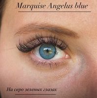 Яркие голубые цветные линзы с окантовкой Marquise Angelus blue / Цветные голубые линзы для темных и светлых глаз / 12 месяцев