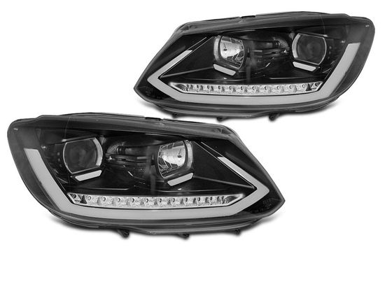 Передние фары Tube Light для Volkswagen Touran I (03-15) динамические черные
