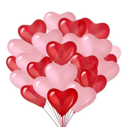 Облако шариков сердец розово-красных - 25 сердец