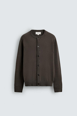 ZARA КАРДИГАН ИЗ ХЛОПКА КЛАССИЧЕСКОГО КРОЯ, КОРИЧНЕВЫЙ