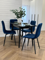 Кухонный раздвижной стол "Черный мрамор Марквина" и 4 стула Дублин