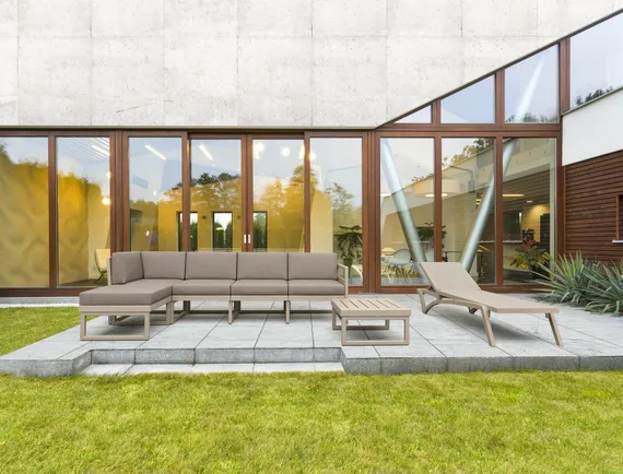 Комплект угловой уличной мебели Mykonos, пластик, бежевый