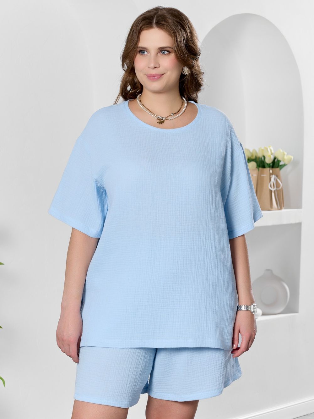 Блузка Вуаль-4 Виотекс ГОЛУБОЙ