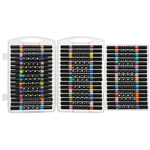 Фломастеры Basir, серия "Блёстки", разноцветные, двусторонние, в прозрачном пластиковом футляре, набор 48 шт