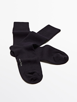 Massimo Dutti Высокие носки в тонкий рубчик, темно-синий