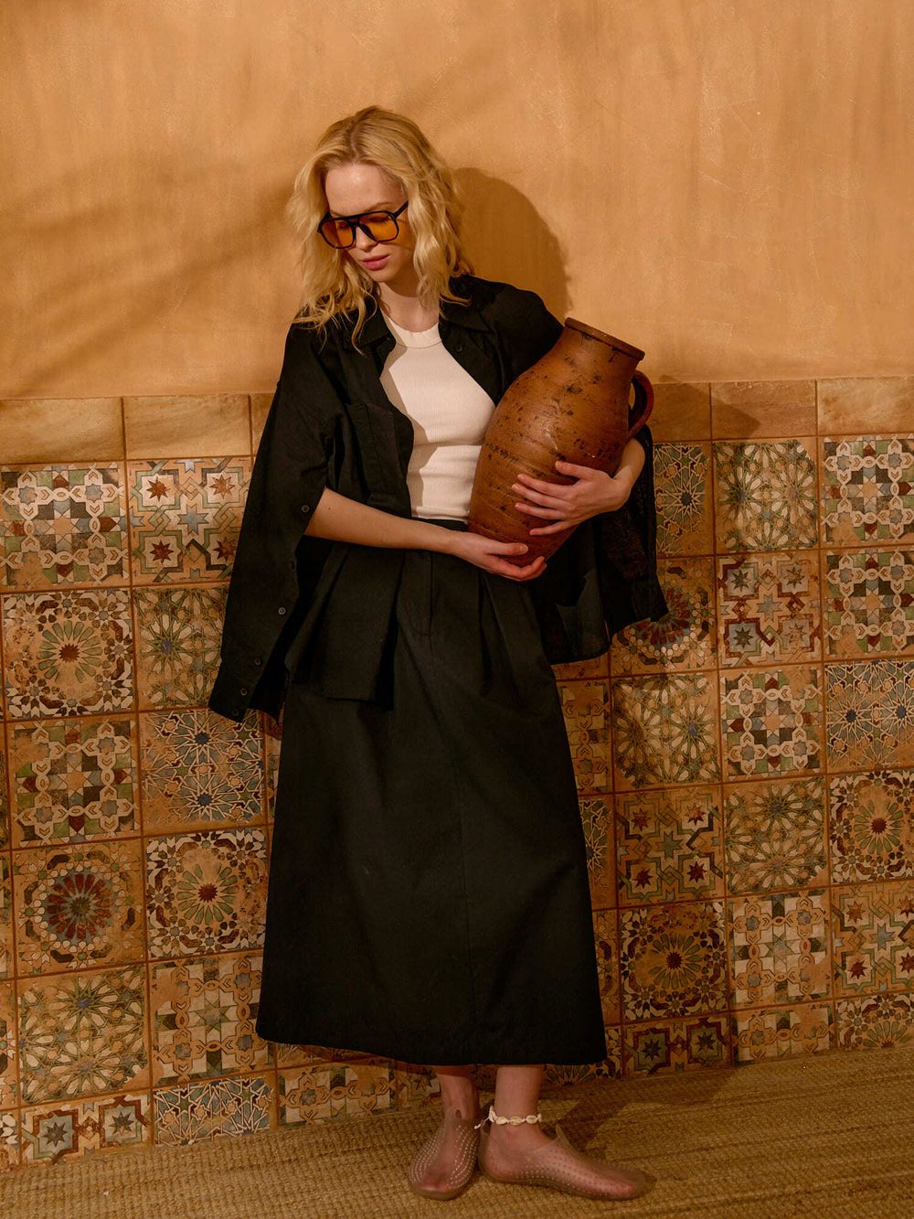 Рубашка с планками на рукавах "Уголь" женская