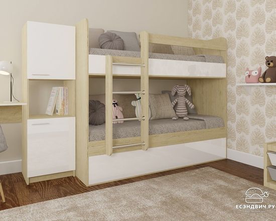 дуб пикард / белый глянец