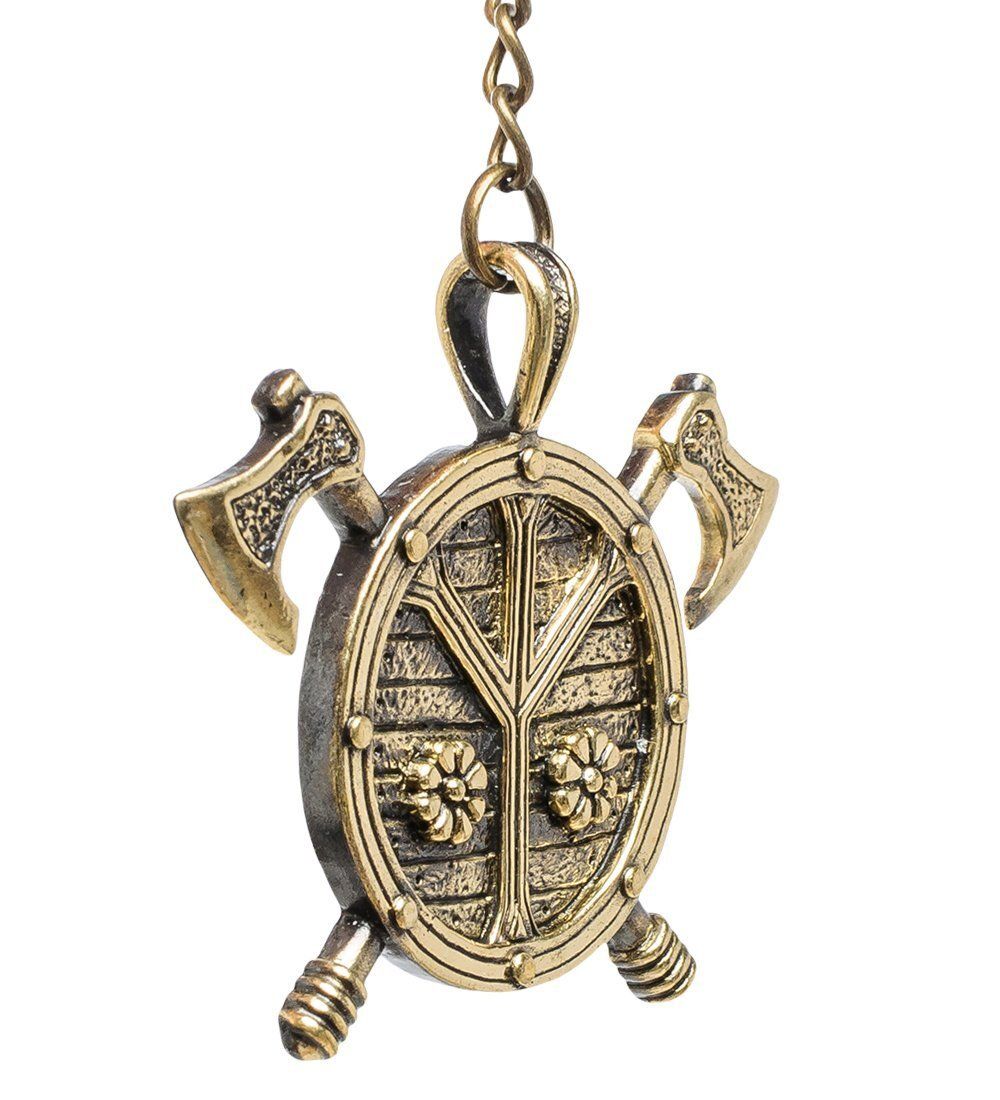 AM-1622 Брелок «Щит с топорами» (латунь)