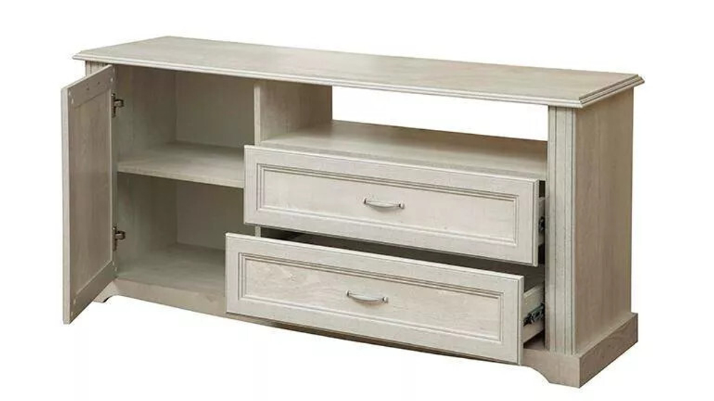 Тумба под ТВ Сохо 32.16 бетон белый/бетон патина