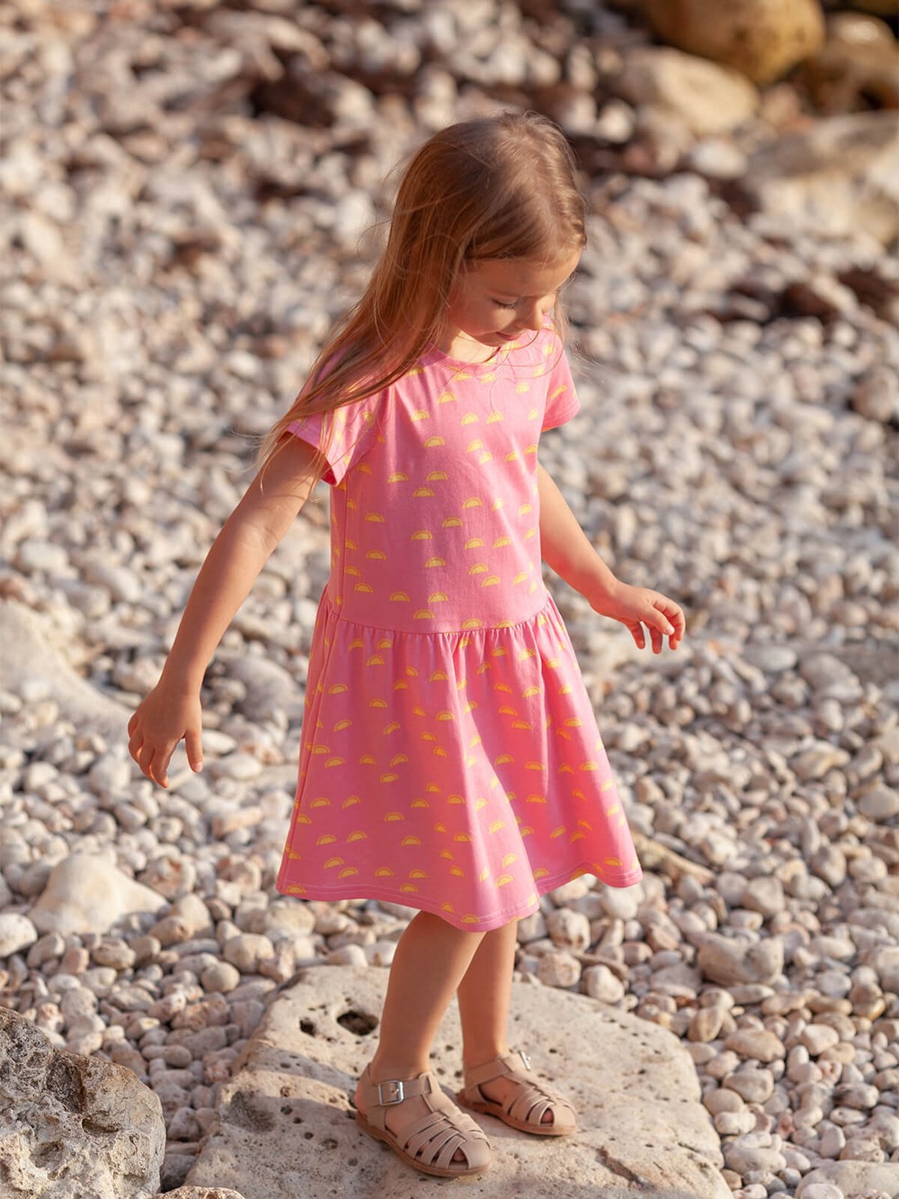 Платье с коротким рукавом Mjölk Солнышки розовые, уценка