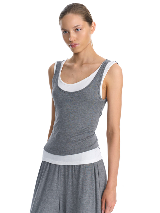 Двойной трикотажный топ серый