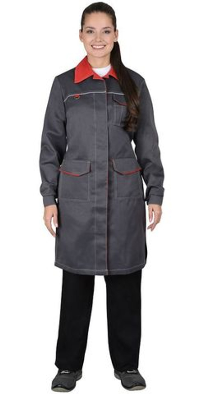 Халат  женский серый с красным