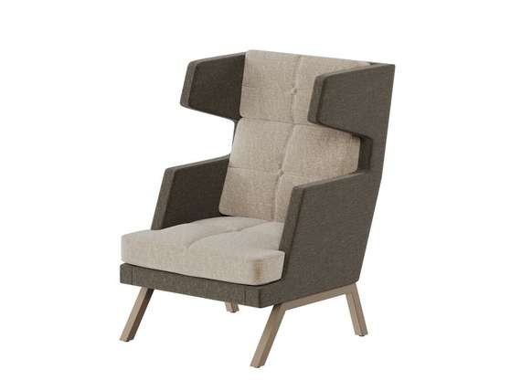 Алдо Кресло высокое с декором из пуговиц ALDB-01 Сан 03/Сан 06/Металл Капучино 790*960*1180