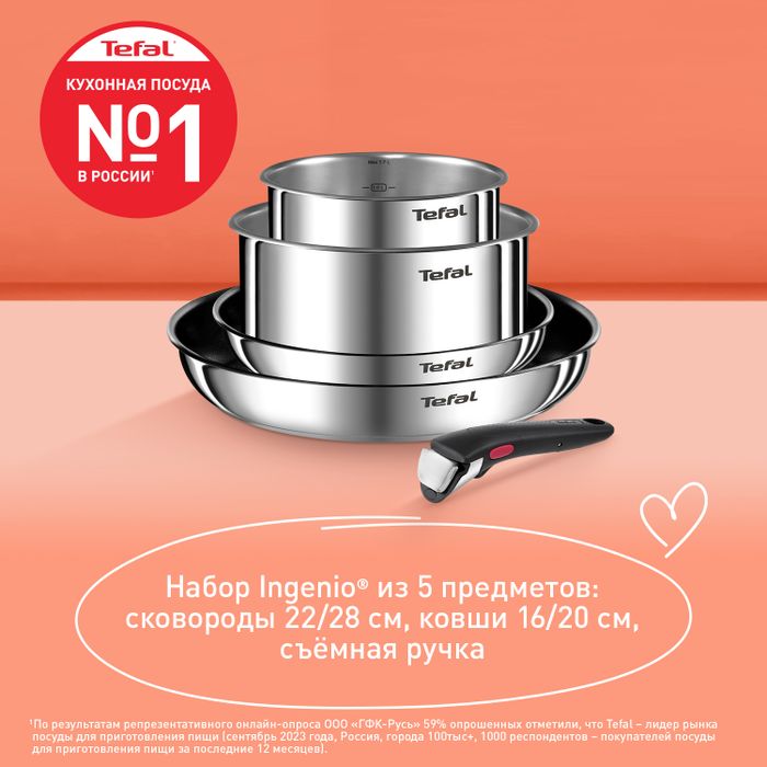 Набор посуды Tefal Ingenio Emotion из 5 предметов 16/20/22/28 см L897S574