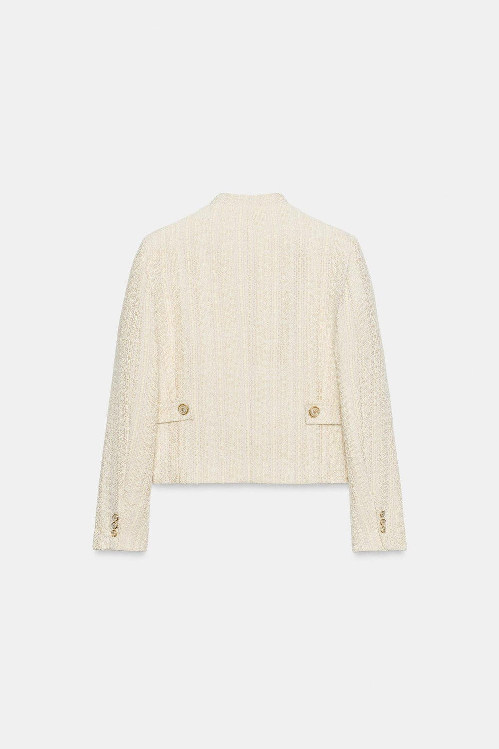 ZARA БЛЕЙЗЕР ИЗ РЕЛЬЕФНОЙ ТКАНИ С МЕТАЛЛИЗИРОВАННОЙ НИТЬЮ, ЭКРЮ