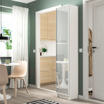 Книжный шкаф со стеклянной дверью - BILLY/HÖGBO IKEA/ БИЛЛИ/ХОГБО ИКЕА, 30х40х202 см, белый