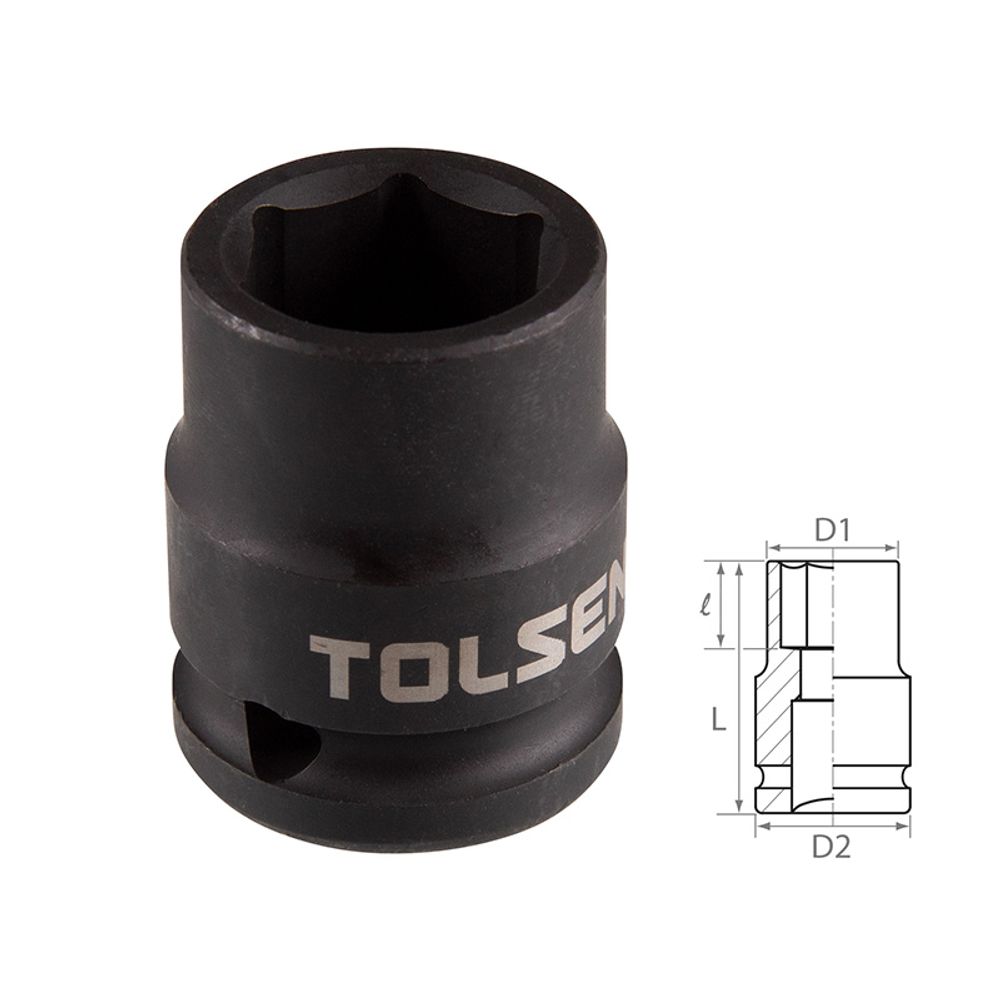 TOLSEN (TT18220) Головка торцевая ударная шестигранная 1/2", 20 мм