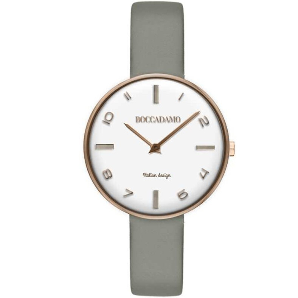 Часы Boccadamo PinUp Grey White PU013 BW с кожаным ремешком, минеральным стеклом