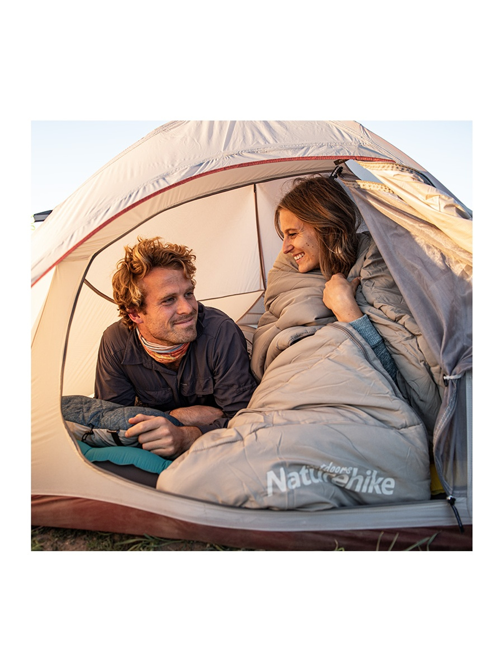 Мешок спальный Naturehike Envelope M400, (190+30)х80 см, (правый) (ТК: +1C), серый