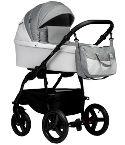 Детская коляска Indigo Impulse Eco 2 в 1 Ie03 белая кожа/серый