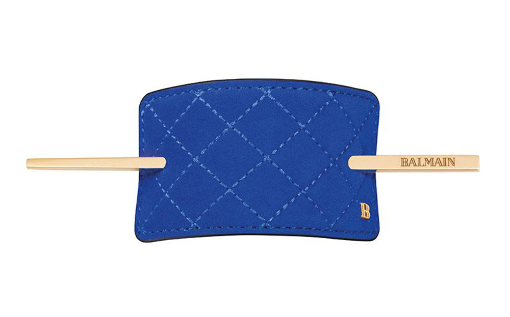 Balmain Заколка со шпилькой замшевая синяя Genuine Suede Hair Barrette blue