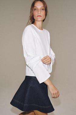 ZARA КОРОТКАЯ ДЖИНСОВАЯ ЮБКА — ZW COLLECTION, СИНИЙ