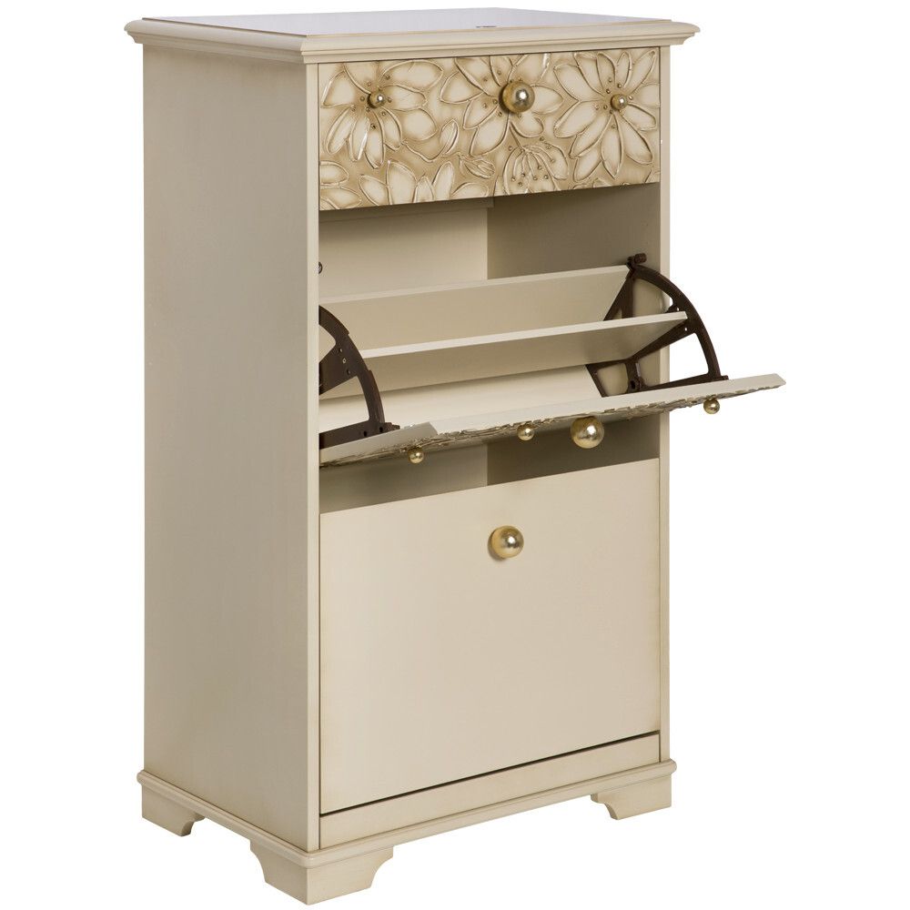 Тумба для обуви Терра-3 (с 3-мя ящиками) Айвори Мраморное золото