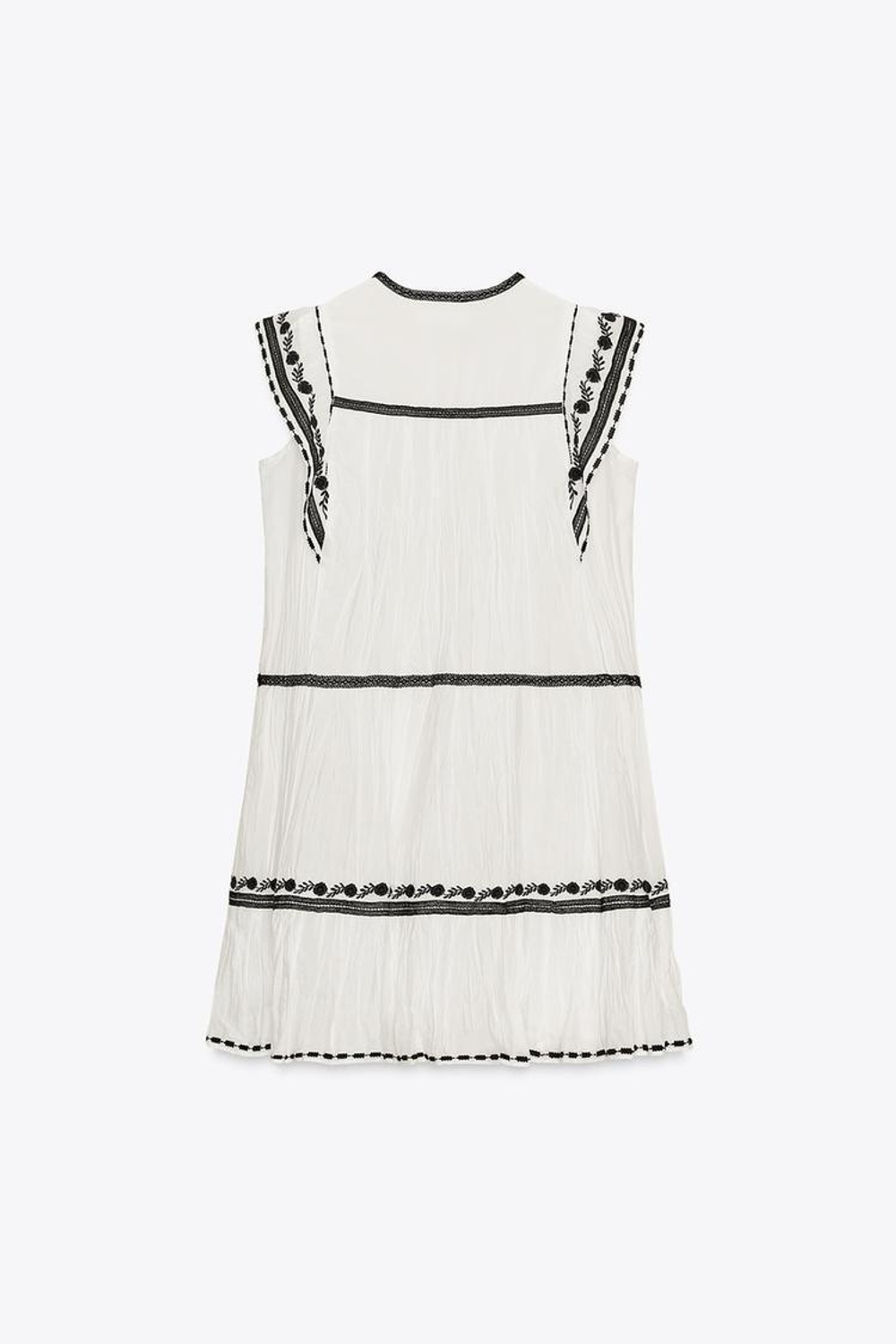 ZARA КОРОТКОЕ ПЛАТЬЕ С ВЫШИВКОЙ — ZW COLLECTION, ЭКРЮ