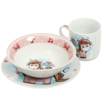 Набор посуды керам, 3 шт, Пони, тар 17.5см,сал 15см,круж 230мл, Daniks, C589