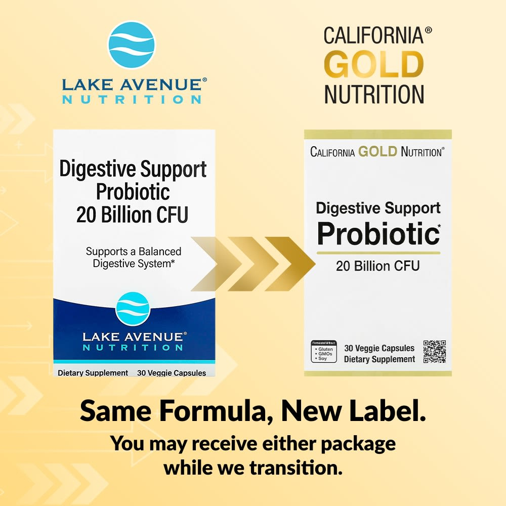 California Gold Nutrition, пробиотики для поддержки пищеварения, смесь пробиотиков и пребиотиков с лактобактериями рамнозус GG, 20 млрд КОЕ, 30 растительных капсул