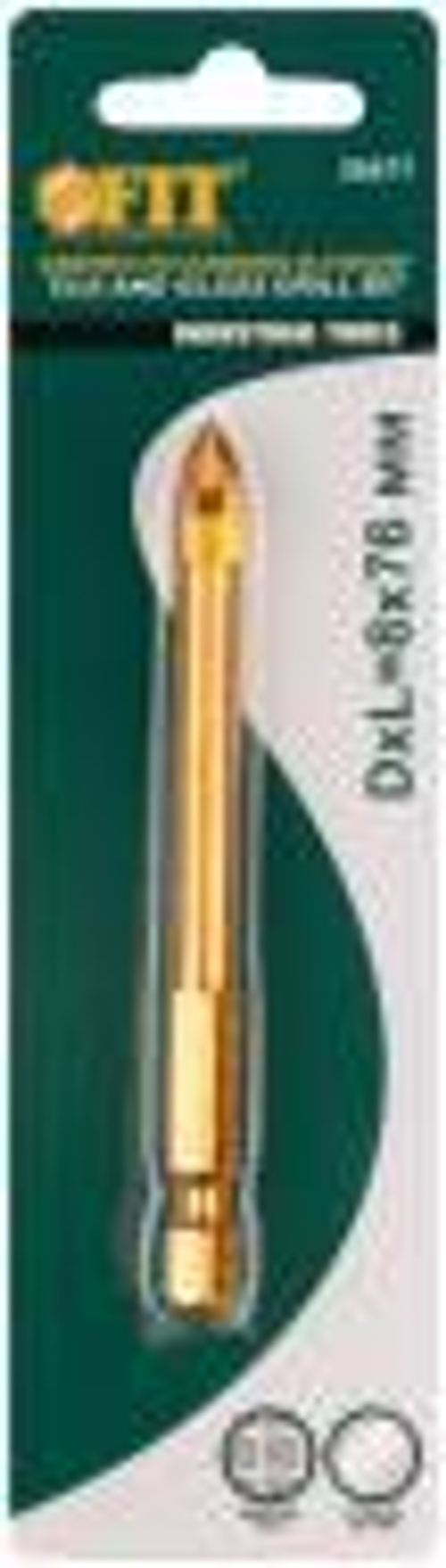 35477 Сверло по кафелю, 4 режущие кромки, титановое покрытие, U-хвостовик под биту 8 х 76 мм FIT