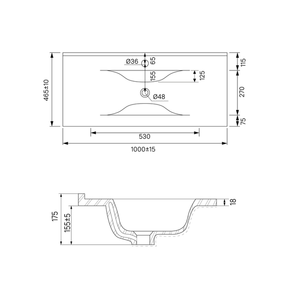 Тумба с умывальником IDDIS Bild, подвесная, 100 см, темно-серый, BIL10G0i95K