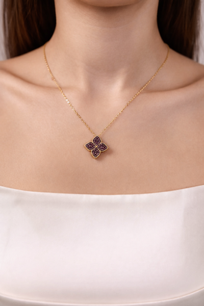 Колье "TRUE FLOWERS" с коньячным цирконием