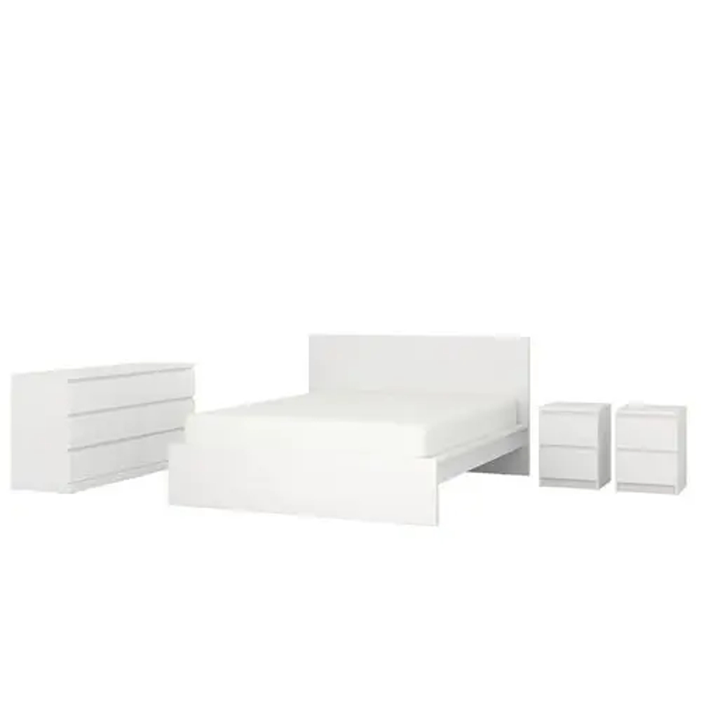 Комплект мебели д/спальни  - IKEA MALM/LURÖY/LUROY, 160х200см, белый, МАЛЬМ/ЛУРОЙ ИКЕА