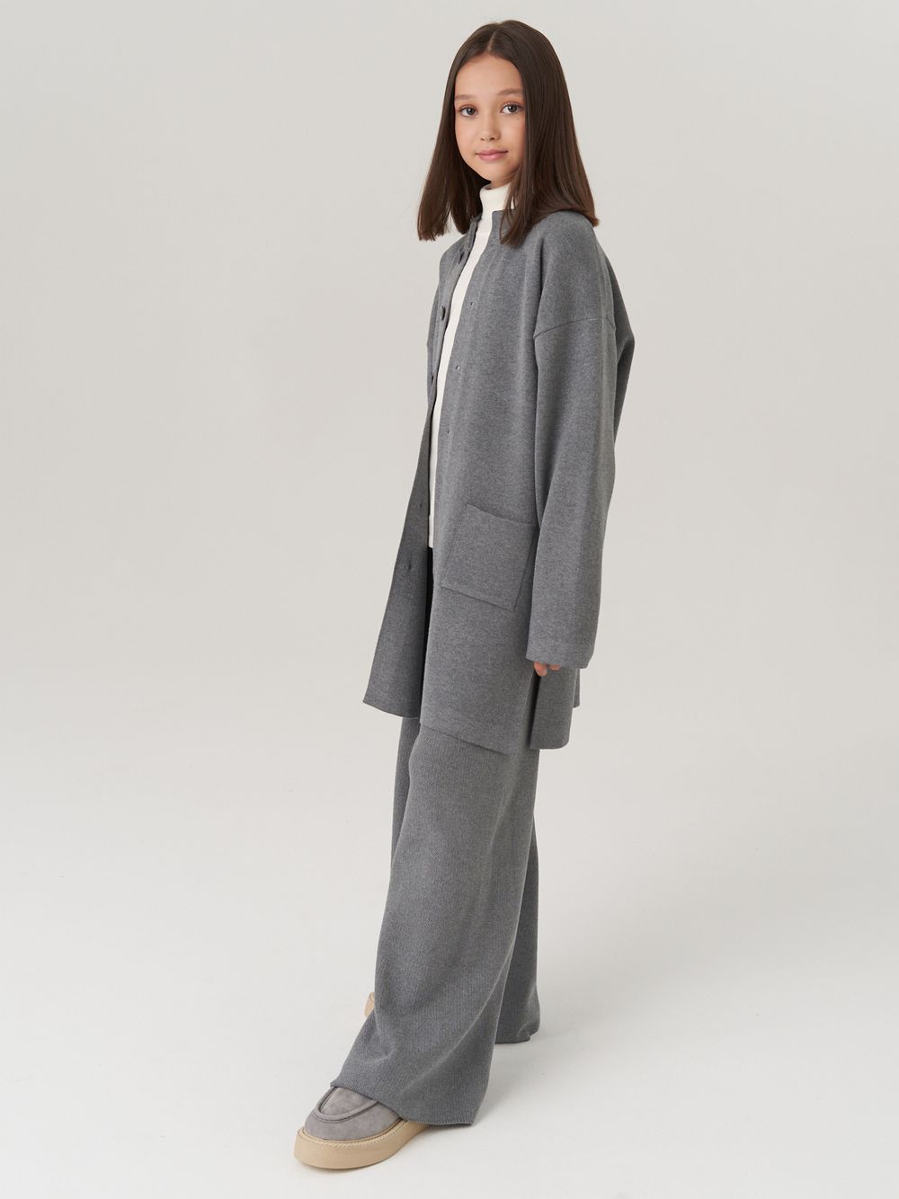 Кардиган для девочки в школу AT990 серый