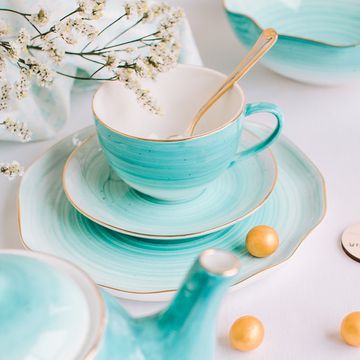 Бирюзовое изящество, чайная пара, 220 мл, фарфор